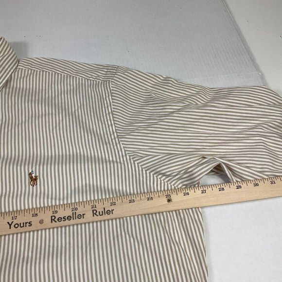 Ralph Lauren Mens Yarmouth Cotton Button Dress Shirt Striped Long Sleeve 16-35 - Picture 8 of 10
